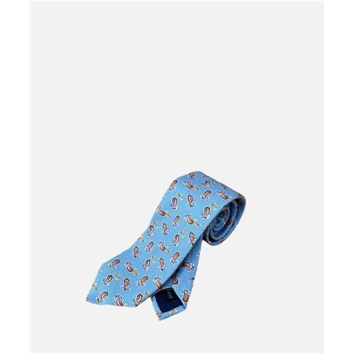 Ulturale cravatta tre pieghe classic, cotone e seta, azzurro piume