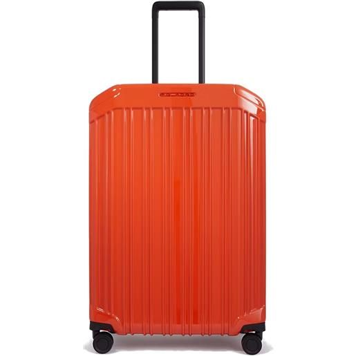 Piquadro pqlight valigia trolley medio, 4 ruote, 69 cm, tsa, arancione