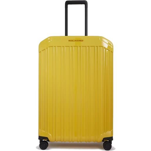 Piquadro pqlight valigia trolley medio, 4 ruote, 69 cm, tsa, giallo