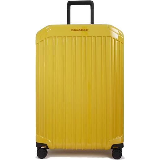 Piquadro pqlight valigia trolley grande 4 ruote, 75 cm, tsa, giallo