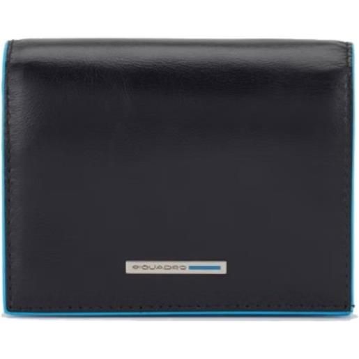 Piquadro blue square portafoglio piccolo 4 cc, pelle nero