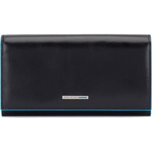 Piquadro blue square portafoglio per smartphone, porta monete, 20 cc, pelle nero