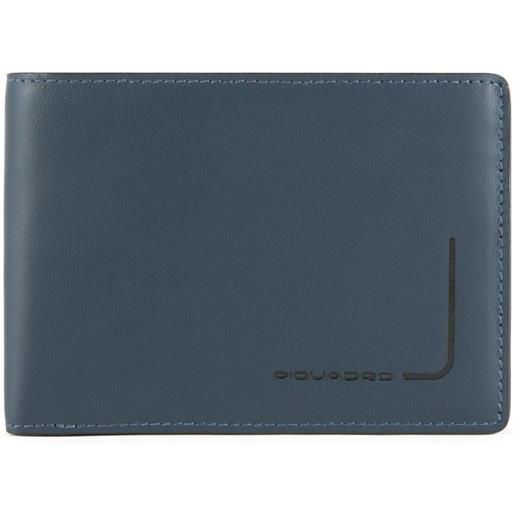 Piquadro pqj portafoglio uomo con portamonete, 4 cc, pelle blu