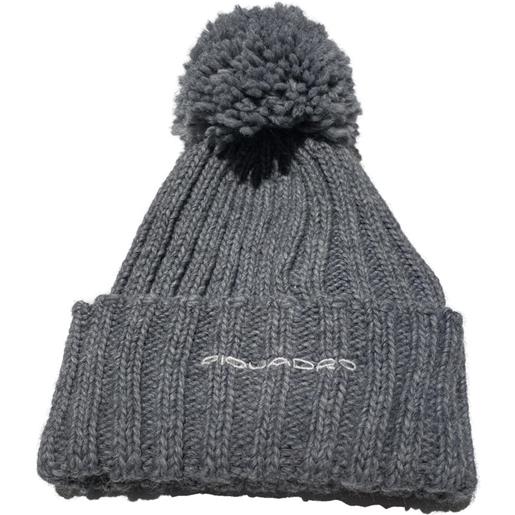 Piquadro cappello berretto in maglia con pon pon, misto lana, grigio