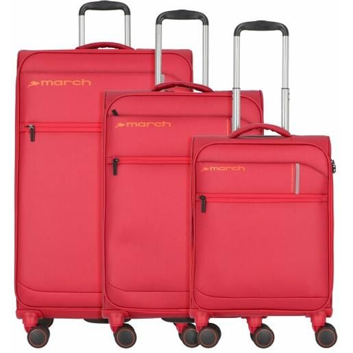 March15 Trading silhouette 4 ruote set di valigie 3 pezzi con piega di espansione rosso