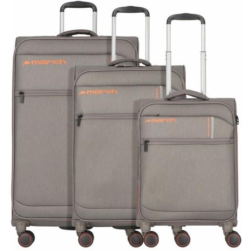 March15 Trading silhouette 4 ruote set di valigie 3 pezzi con piega di espansione grigio