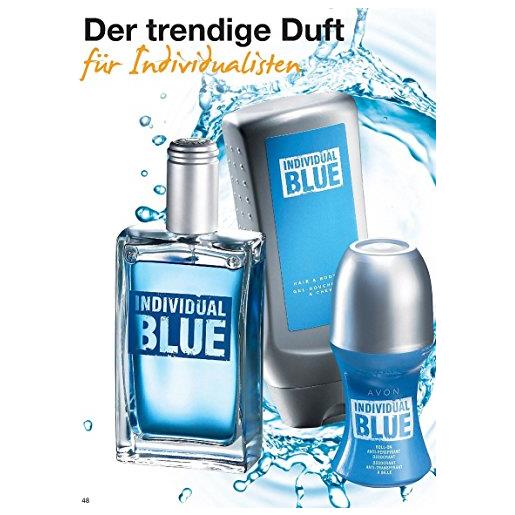 AVON - individual blue eau de toilette + deodorante roll + gel doccia