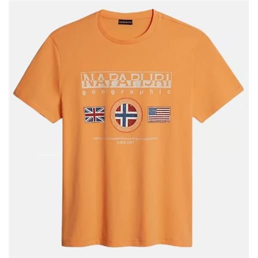 Napapijri s-turin orange mock t-shirt m/m stampa bandiere uomo