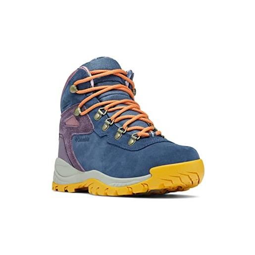 Columbia newton ridge plus waterproof amped desert night, scarponi da trekking alta donna, viola (sparrow x nocturnal), 38.5 eu