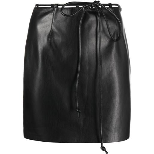 Nanushka tie-detail faux leather miniskirt - nero