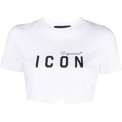 Dsquared2 t-shirt crop con stampa icon - bianco