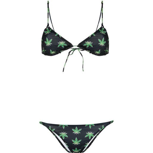 Natasha Zinko bikini cannabis con stampa - nero