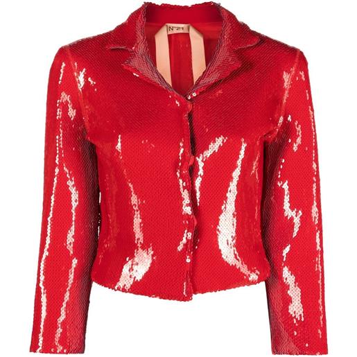 Nº21 giacca crop con paillettes - rosso