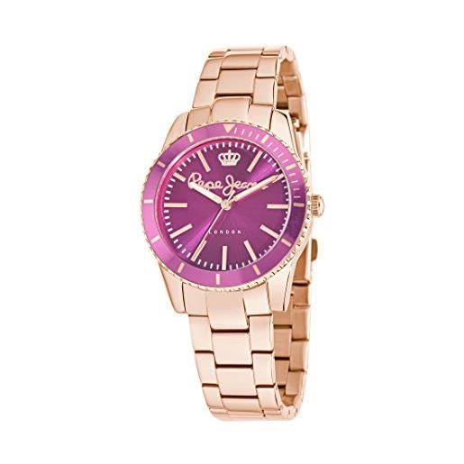 Pepe Jeans r2353102509 carrie - orologio da polso donna, cinturino oro rosa, quadrante rosa