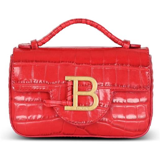 Balmain borsa b-buzz mini con effetto coccodrillo - rosso