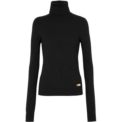 Balmain maglione con placca logo - nero