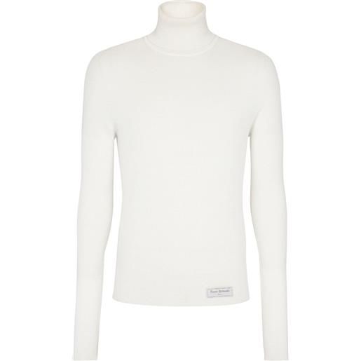 Balmain maglione a coste con applicazione - bianco
