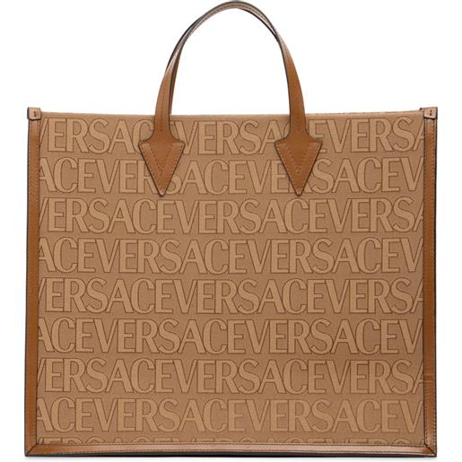 VERSACE borsa shopping grande in tessuto e pelle