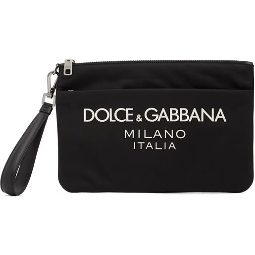 DOLCE & GABBANA busta in nylon con logo gommato