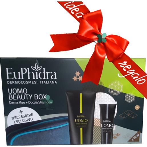 Zeta farmaceutici euphidra uomo beauty box idee regalo (crema viso 50ml + doccia shampoo 200ml + necessaire omaggio)"