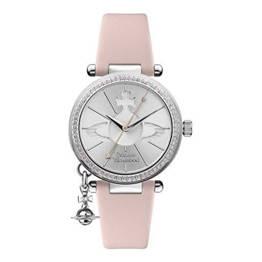 Vivienne Westwood orb pastelle ladies quartz watch with silver dial & pink leather strap vv006slpk