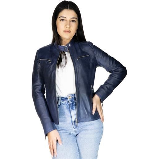 Leather Trend vanessa - giacca donna blu in vera pelle
