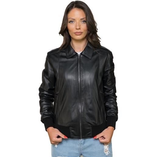 Leather Trend cloe - bomber donna nero in vera pelle