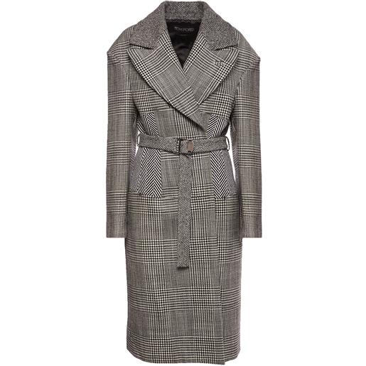 TOM FORD cappotto midi in lana principe di galles / cintura