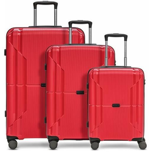 Redolz essentials 06 3-set 4 ruote set di valigie 3 pezzi rosso