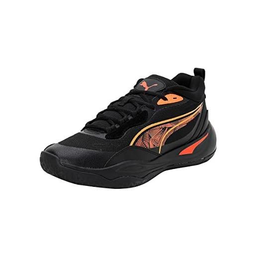 PUMA playmaker pro laser, scarpe da basket uomo, nero ultra arancione, 40.5 eu