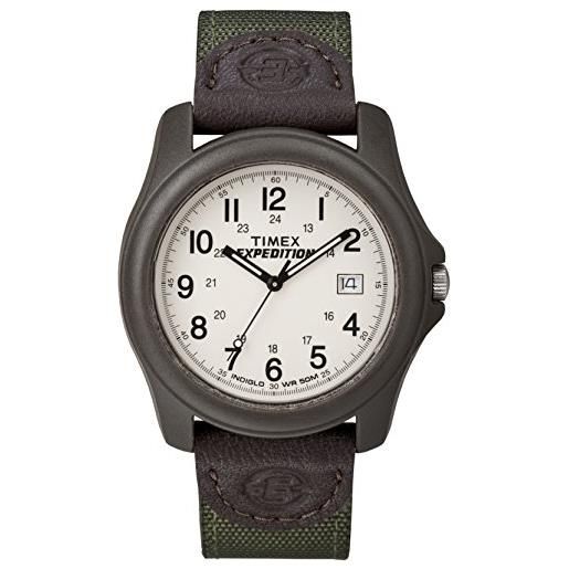 Timex expedition camper, orologio da uomo con cinturino in nylon/pelle verde, t49101