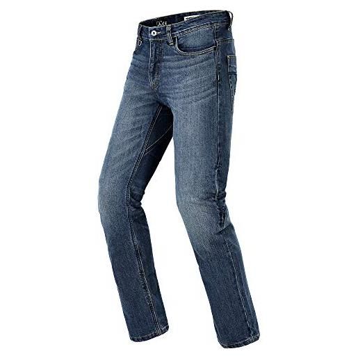 SPIDI, j tracker tech, colore blue dark used, taglia 34, pantaloni moto uomo con protezioni, vestibilità slim, jeans moto pratici ed elasticizzati