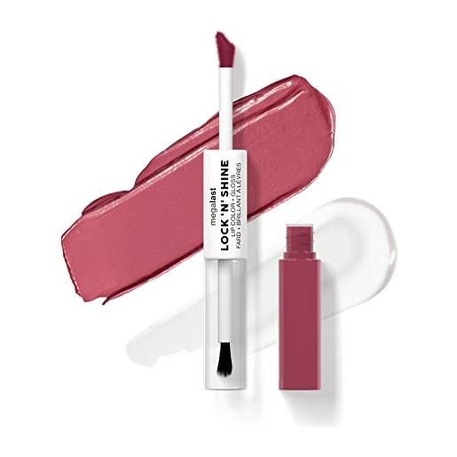 Wet n Wild megalast lock n' shine, dual-ended lip color and clear gloss, vitamin e and jojoba oil enriched formula, pinky promise shade