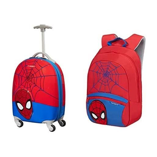 Samsonite disney ultimate 2.0 - spinner xs, bagaglio per bambini, multicolore (spider-man), xs(45 cm - 23.5 l) + zainetto per bambini unisex e ragazzi, rosso (spider-man), 35 cm