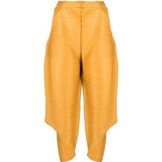 Pleats Please Issey Miyake pantaloni crop con pieghe - giallo