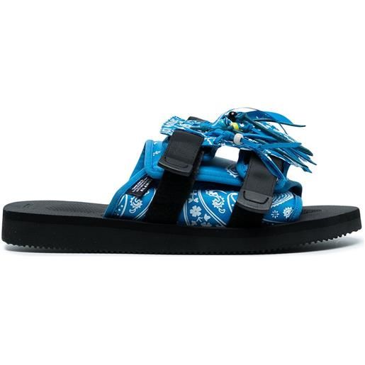 Suicoke sandali con frange moto-cab - blu
