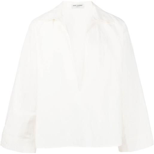 Saint Laurent camicia con scollo a v - bianco