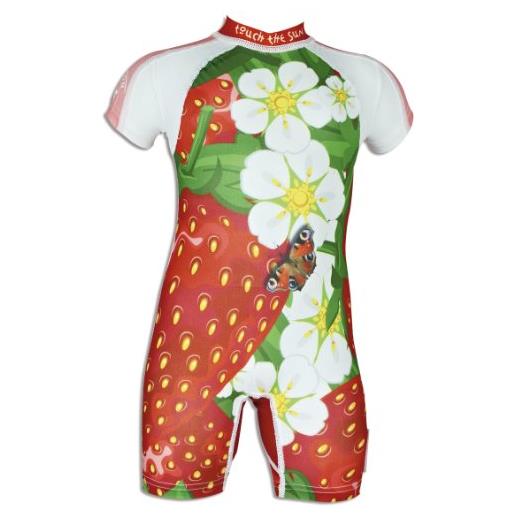 4BB2 fraise - costume da bagno bambina, con protezione uv, rosso (rosso/bianco), 9 monate