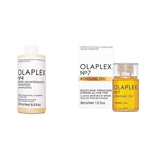 Olaplex no. 4 shampoo bond maintenance - shampoo idratante, 250 ml & no. 7 bonding oil, 30 ml