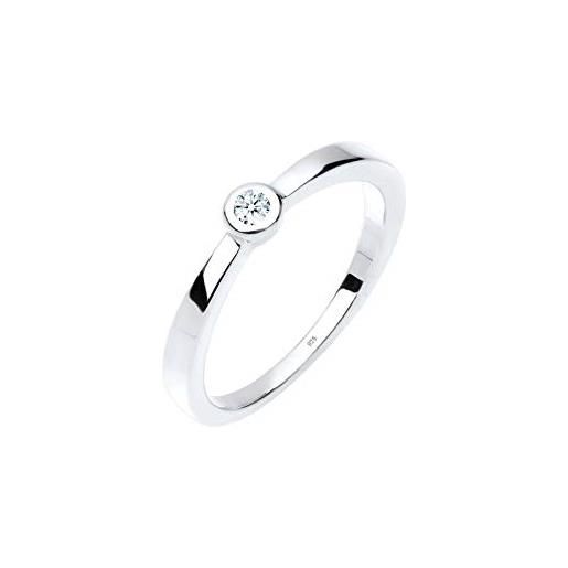 DIAMORE elli diamonds anello donne classico solitario con diamante (0,03 ct. ) in argento sterling 925
