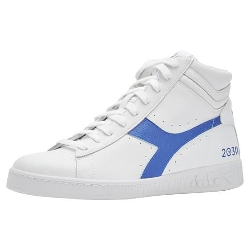 Diadora game l high 2030, scarpe da ginnastica unisex-adulto, white/imperial blue, 40.5 eu