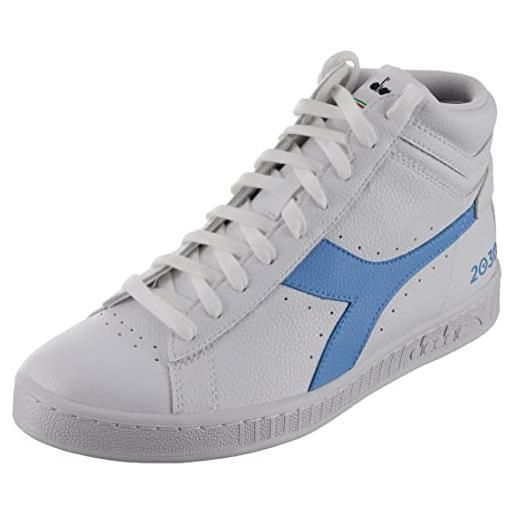 Diadora game l high 2030, scarpe da ginnastica unisex-adulto, white/imperial blue, 45.5 eu