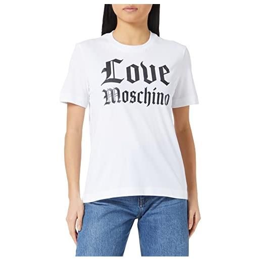 Love Moschino vestibilità regolare con logo gotico lucido mylar t-shirt, nero, 42 donna