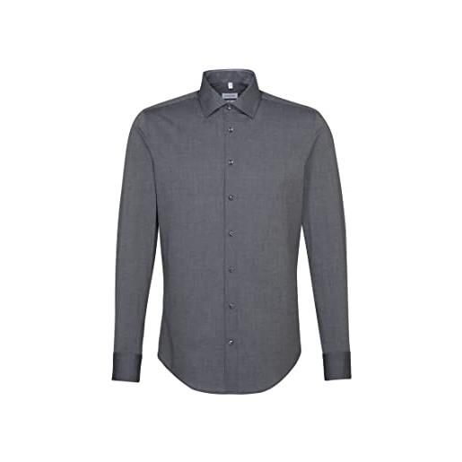 Seidensticker herren business hemd slim fit camicia formale, grigio (dunkelgrau 37), 44 (taglia produttore: 38) uomo