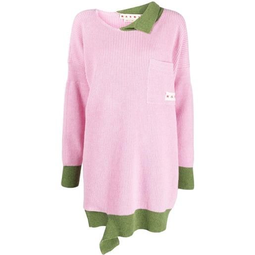 Marni maglione shetland asimmetrico - rosa
