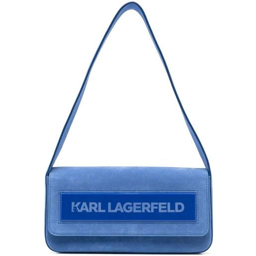Karl Lagerfeld borsa a spalla ikon k media con battente - blu