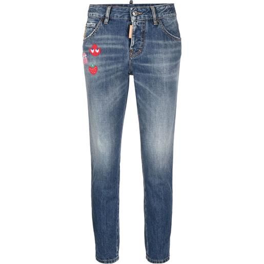 Dsquared2 jeans con applicazione - blu