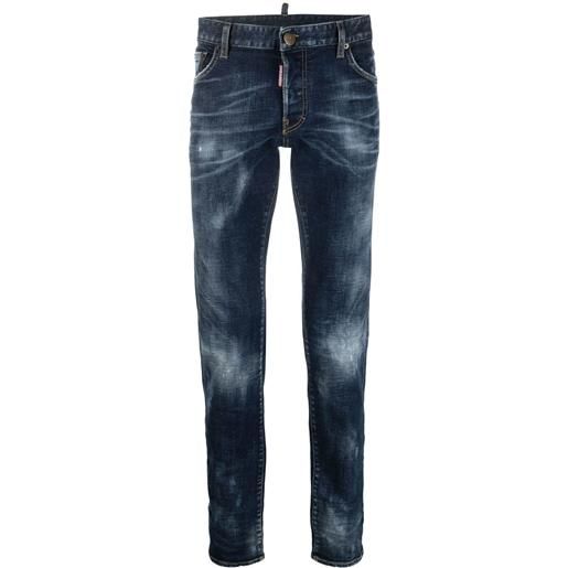 Dsquared2 jeans slim con applicazione - blu