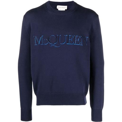 Alexander McQueen maglione con ricamo - blu