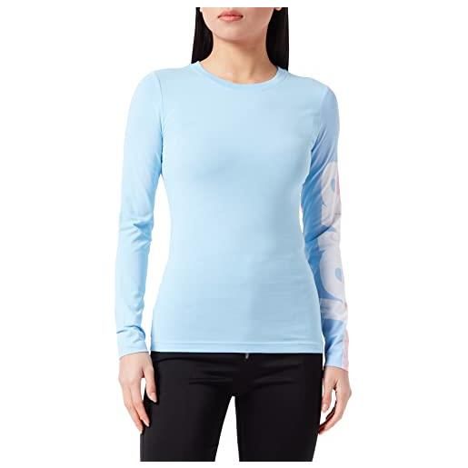 Love Moschino maglietta aderente a maniche lunghe con stampa digitale love t-shirt, azzurro, 52 donna